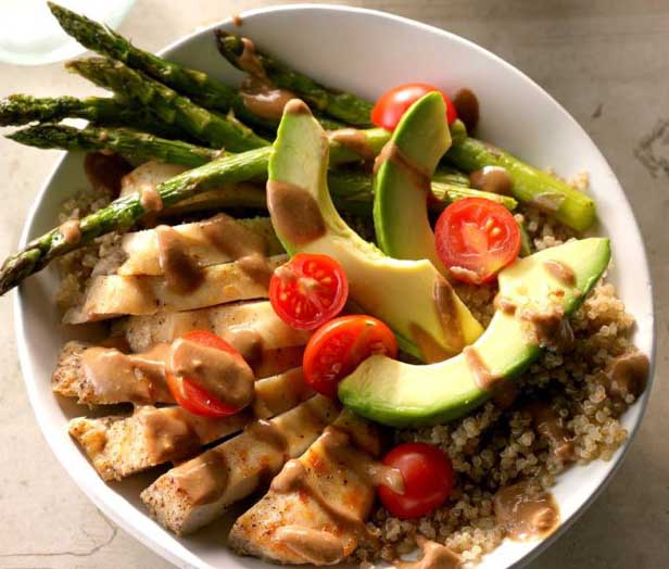 Chicken Quinoa Bowls with Balsamic Dressing