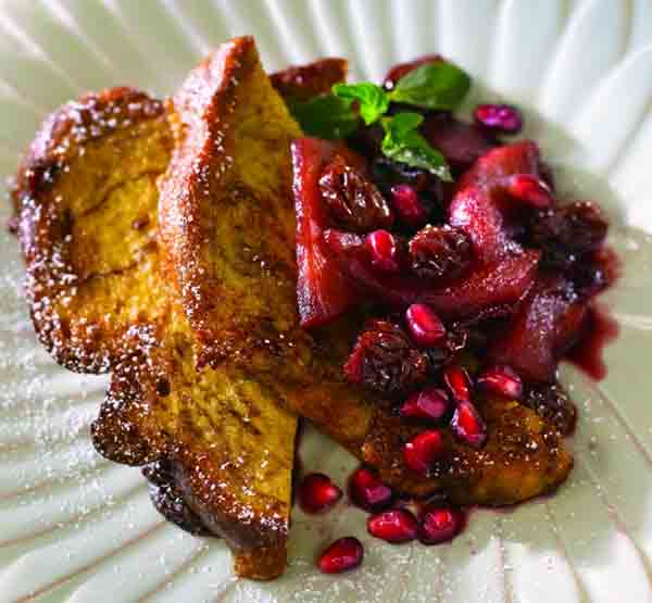 Tom's Cinnamon French Toast with Apple-Pomegranate Compote