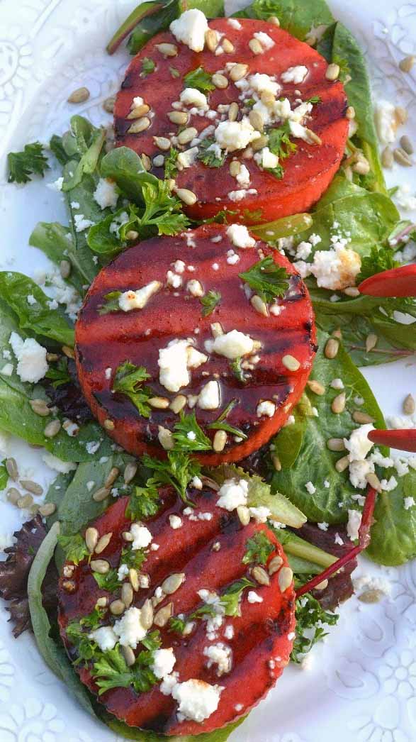 Tom's Grilled Watermelon Salad with Honey Lime Vinaigrette