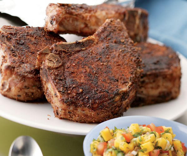 Tom's Spicy Chops with Mango-Lime Salsa