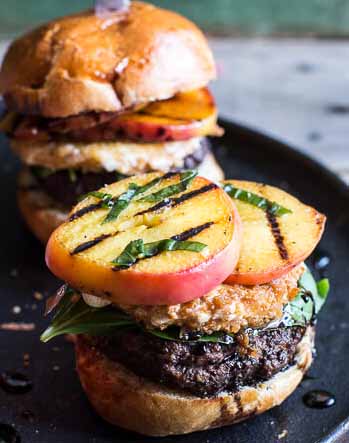 Tom's Fried Mozzarella and Grilled Peach Burgers